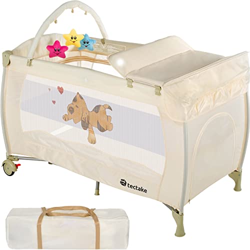 TecTake Cuna Bebe Plegable y Ajustable, Parque Infantil con...